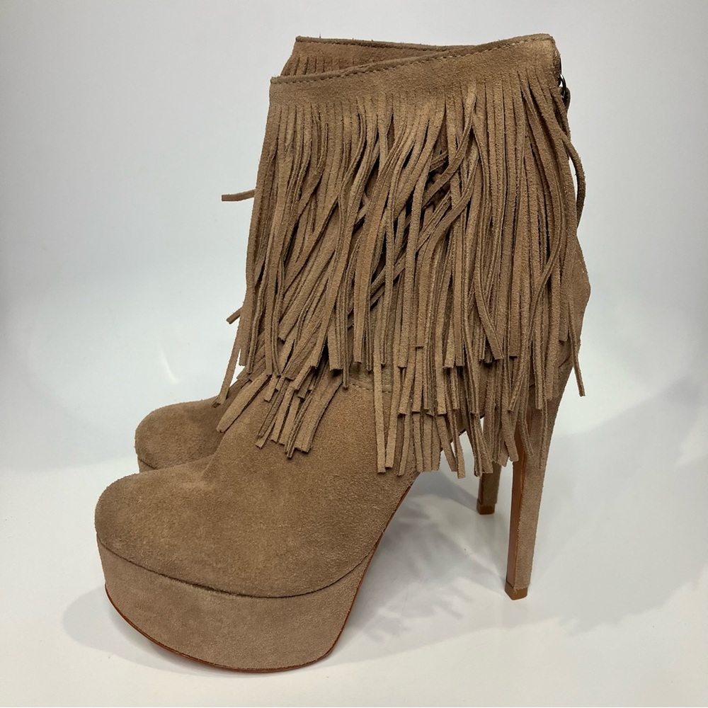 Schutz tan fringe leather platform heels women’s size U.S. 7 party western